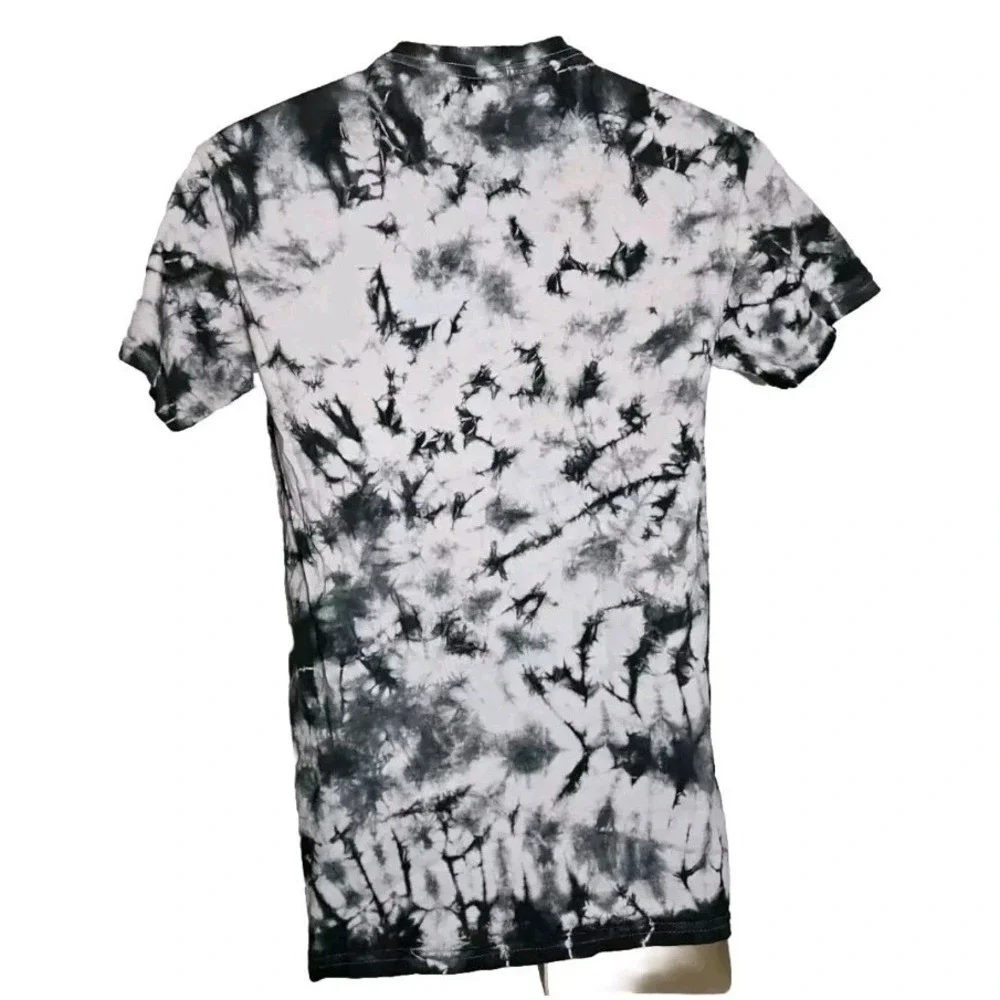 Led Zeppelin Womens S Band T-Shirt Black Gray White Tie-Dye Zoso Feather Symbols